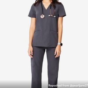 Figs Scrub Set in Original Charcoal Kade Cargo and Casma Top